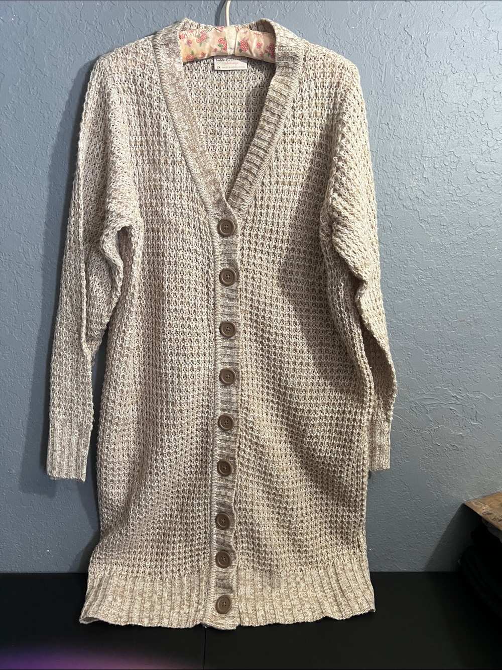 Bobbie Brooks Cream Knit Button-Front Cardigan